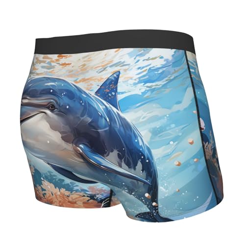 Dolphin sea ocean underwater blue mens boxer briefs men's underwear stretch comfort soft boxer for men s-xxl3