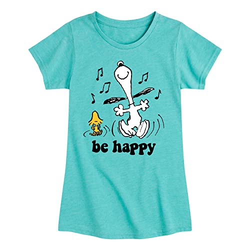 HYBRID APPAREL - Peanuts - Snoopy Be Happy Dance - Toddler and Youth Girls Short Sleeve Graphic T-Shirt