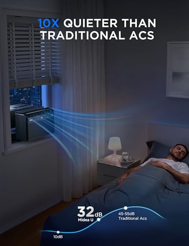 Image of JET BLACK LIMITED EDITION Midea U Shaped Window Air Conditioner for Bedroom - 6000 BTU, Smart Control, Inverter Technology - Room Darkening Side Vents - Ultra Quiet Innovative Window-Friendly Design