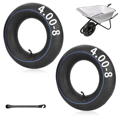 mizikuu 2 Piezas Cámaras de Aire Ruedas Pequeñas, 4.80/4.00-8 Tubo Interior para Llantas con Válvula Rueda Neumática Tubo Interior para Carretillas, Mini Bicicleta, Césped Jardín Equipo