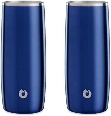 Snowfox Insulated Stainless Steel Cocktail Glass / Drink Tumbler 14.5-ounce, Set of 2 Navy Blue