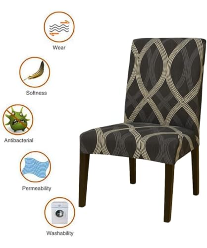 Image of Homerz Premium 6 Seater Dining Table Cloth with 6 Dining Chair Covers,Elastic Fitted Chair Slipcovers, Printed Polycotton Fabric, Table Cloth Size 60x90 inch (Diagram)