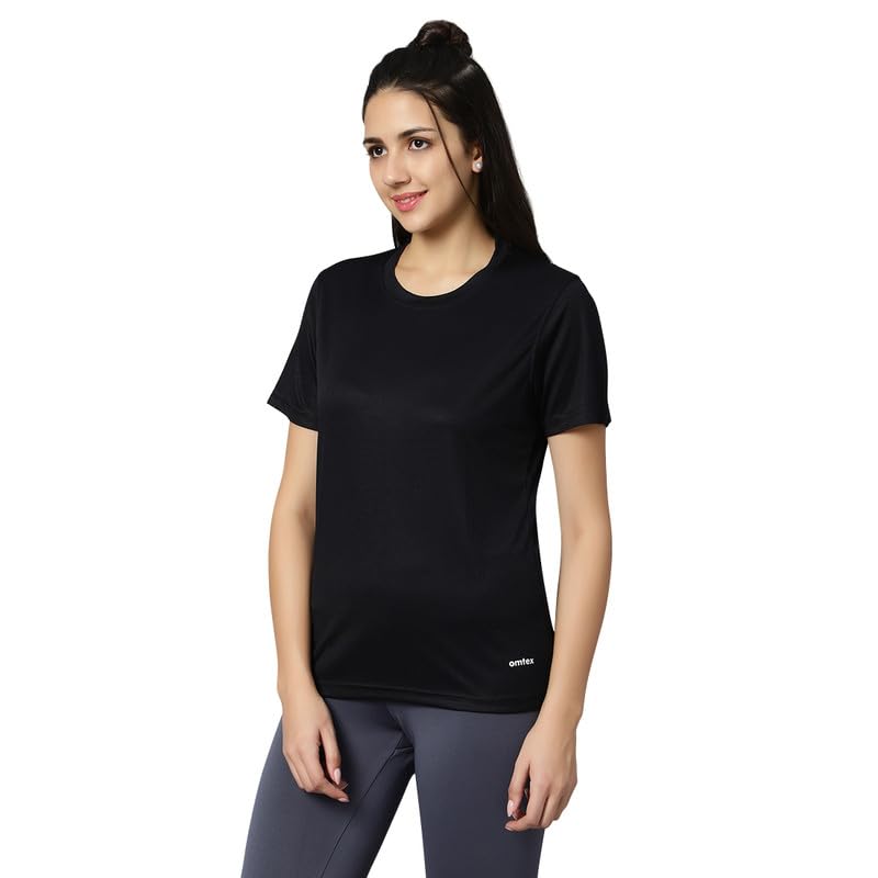 Image of omtex Dotty Athletics Tee for Women's | Short Sleeve Tees | Quick Dry Outdoor Running Gym Workout,Sports T-Shirt with Multipack Tee