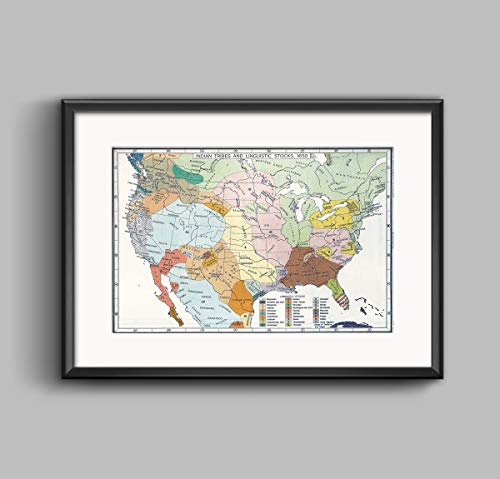 Historical Poster |1650 Us Map Native American Indian Tribes Languages (23"X31") #TOP1