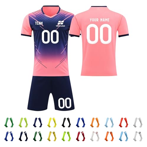 SoneBot Personalized-Jersey,Custom Soccer Jerseys for Kids Boys Personalized Men Women Soccer Team Uniforms with Name Number Logo Team Name(38 Soccer-Jersey)