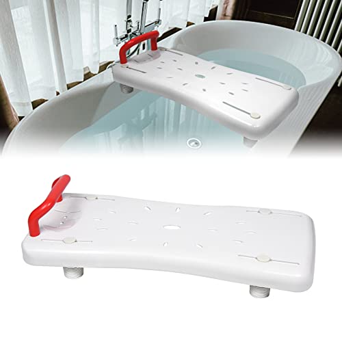 LZQ Planche de bain de 70 cm de long - Siège de bain pour personnes âgées avec poignée rouge et porte-savon - Siège de baignoire réglable pour adultes jusqu'à 150 kg