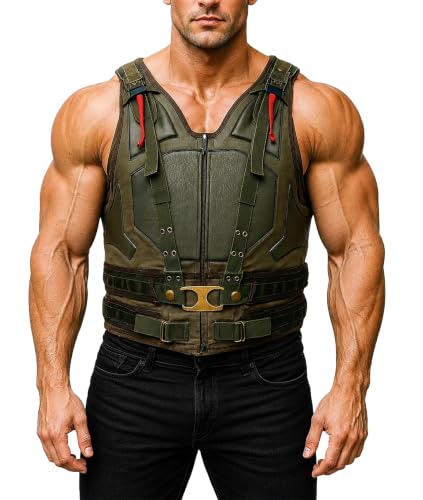 LP-FACON Mens Halloween Military Cosplay Costume BN Vest Faux Leather