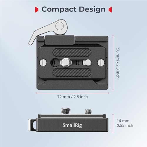 Image of SmallRig Quick Release Mount Plate for Arca-Type, Baseplate Clamp with 1 /4''-20 Threaded, 3 /8''-16 Threaded and Lever - 2143B