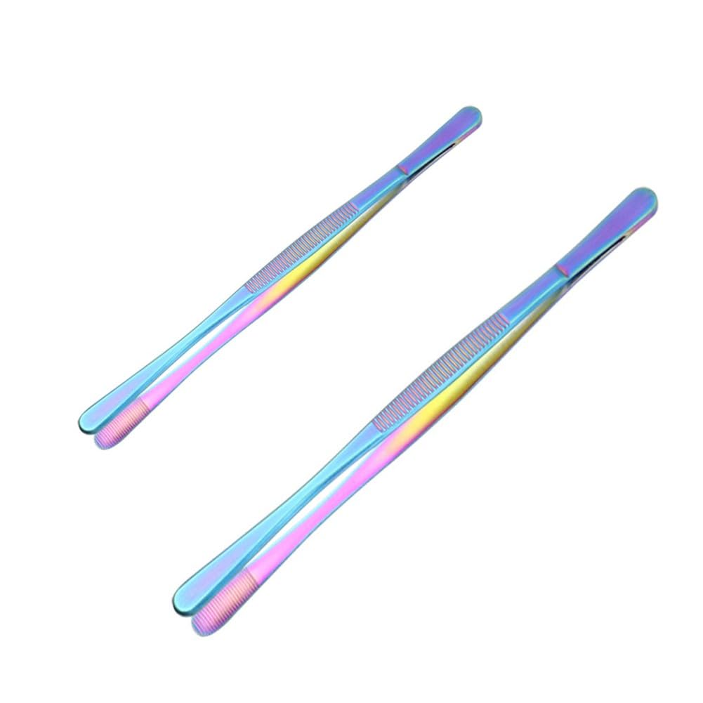 Grillpinzette, 2er-Set, Edelstahl, 25 cm, 30 cm, Küchenzange, rutschfester Griff zum Grillen, Backen, Kochen, Lebensmittelzubereitung