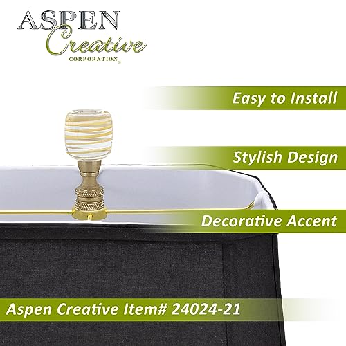 Image of Aspen Creative 24024-21, Clear with Yellow Line Glass Lamp Copper, 2 inch Tall Finial, Clear & Yellow