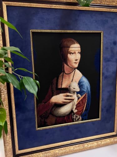 Image of RIOLIS - Lady with an Ermine After L. da Vinci 2222, Cross Stitch Kits 11 inchx15, Cross Stitch Kits for Adults, Counted Stitch Kits, Embroidery Kit for Beginners & Advanced, Crossstitching Kits