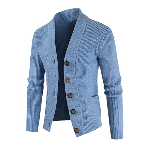 Cardigan à col roulé homme bleu ciel idéal pour vos sorties décontractées en taille XL
