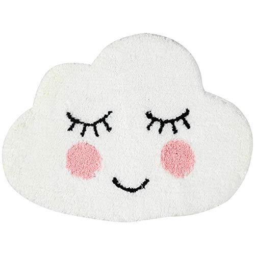 HYST Playtime Cozy Cute Cloud Shaped Bedroom Bathroom Doorway Kitchen Floor Rug Carpet Water Absorption Non-Slip mat for Kid's Room (White, 115x86cm)