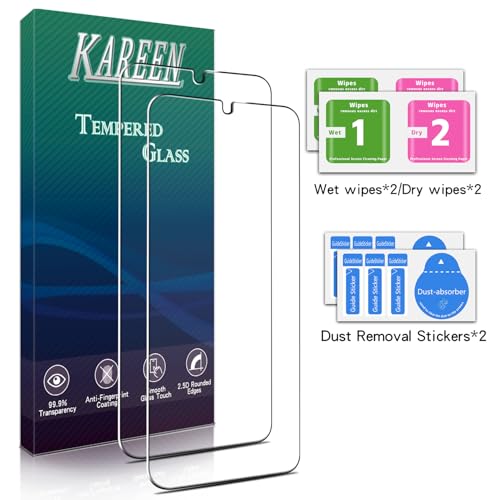 Image of KAREEN 2+2 Pack Screen Protector for Samsung Galaxy S25 Plus Tempered Glass Film with Camera Lens Protector, Fingerprint Unlock Support, Anti Scratch, Bubble Free, Case Friendly