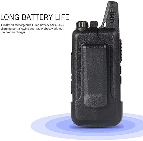 The Zastone X6 radio highlighting its 1100mAh rechargeable Li-ion battery for long battery life.