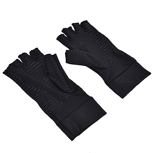 NYSUZHOUJI Copper Arthritis Compression Gloves Pain Relieving Half Finger Recovery Gloves for Men Women (L)