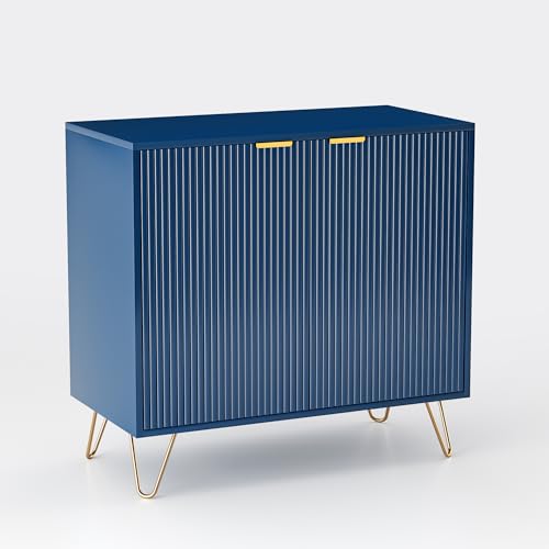 Commode - Buffet avec 2 portes - Armoire d'appoint - Buffet - Armoire de rangement - Armoire polyvalente pour salon, cuisine, chambre à coucher, bureau (bleu...