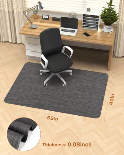 Image of Blvornl Office Chair Mat for Hardwood Floor, 40 inch*55 inch Desk Computer Chair Mat for Hard Wood, Large Anti-Slip Hard Floor Protector for Rolling Chair, PVC Desk Rug for Office Black