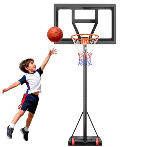 Dripex Basketballkorb Outdoor Kinder Basketballkörbe mit Ständer ab 3 Basketball Korb Höhenverstellbar 3-7 FT geeignet für Hinterhof Einfahrt & Indoor