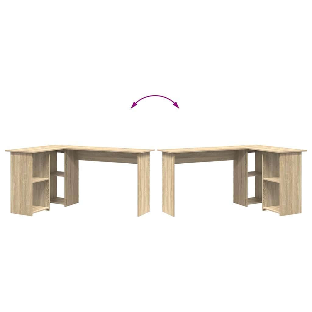 Schreibtisch Sonoma-Eiche Holzwerkstoff 142 x 102 x 73 cm Eckschreibtisch mit Stauraum für Büro und Homeoffice ergonomisch platzsparend Arbeitszimmer Laptop PC Gaming