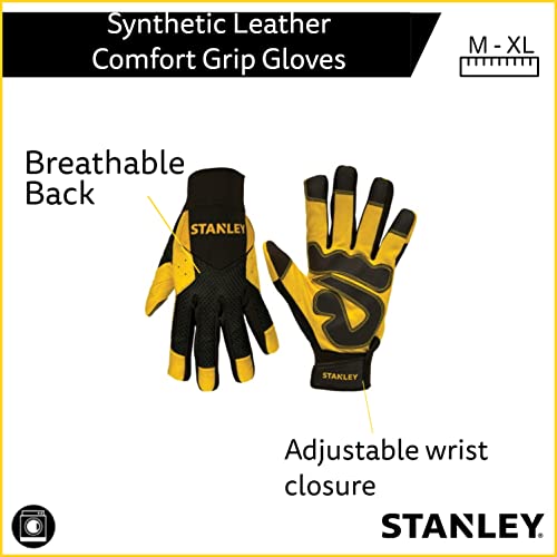 Stanley Synthetic Leather Work Safety Gloves With Comfort Grip And Pvc Reinforcements- Machine Washable - Extra Large #TOP1
