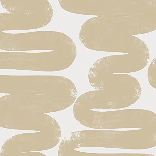 Tempaper x Bobby Berk Beige & White Wiggle Room Removable Peel and Stick Wallpaper, 20.5 in X 16.5 ft, Made in The USA by Tempaper - Used condition - US$25.02