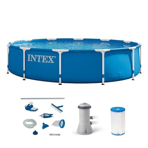 Intex 12' x 30" Metal Frame Swimming Pool w/ Filter Pump & Pool Maintenance Kit