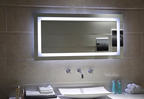 Badezimmerspiegel Badspiegel 120 x 60 cm mit LED Beleuchtung durch satinierte Lichtflächen kaltweiß IP44