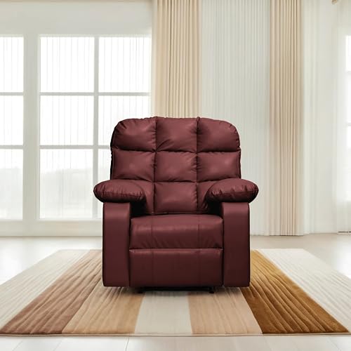 Image of Lumina 1 Seater Recliner | Single Sofa Chair for Living Room Comfort | Ergonomic Design (Leatherette - Brown)