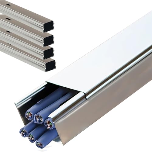 Canaletas para cables de acero inoxidable para ocultar cables en oficinas, almacenes y talleres, protector de cables para pared y piso (paquete de 5, 50x50 mm) miniatura 1