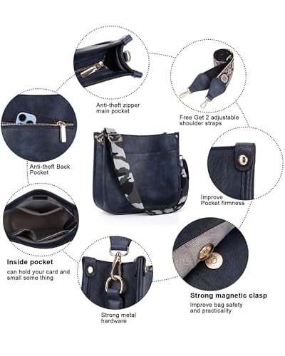 Image of Crossbody Bag Women Vegan Leather Hobo Handbag Trendy Crossbody Shoulder Bag Purses For Women with 2 Adjustable Strap