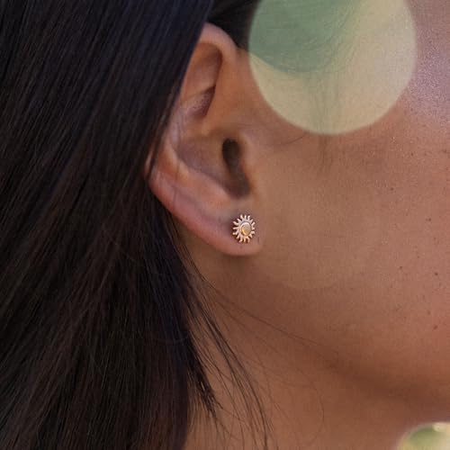 Purelei Elegante Sonnen-Ohrstecker für Frauen – 18K vergoldet, Edelstahl, filigran & leicht (7,5 mm) (Rosegold) – Ansicht 5