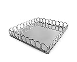 American Atelier 1332766 Looped Square Mirror Tray, Silver