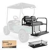 10L0L Heavy Duty Golf Cart Rear Flip Folding Back Seat Kit for EZGO TXT 1995-Up, Integrated Seat Belt Mountsm, Deluxe Flip Folding Rear Back Seat Kit