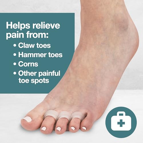 ZenToes Hammer Toe Corrector for Women & Men | Triple Loop Gel Toe Spacers & Separators | Realign Bent, Crooked, Curled, Claw, Hammertoes | Firm Support for Straightening | 4 Pack, Clear - Thumbnail 2