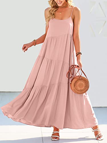 Image of ANRABESS Women Summer Casual Loose Sleeveless Sundress Spaghetti Strap Flowy Boho Linen Beach Vacation Maxi Long Dress