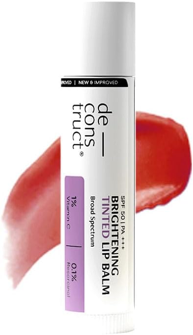 Deconstruct Brightening Tinted Lip balm for Dark Lips | SPF 50 | Brightens Dark Lips & Moisturizes | SPF 50 for Sun Damage & Discoloration | For Women & Men daily + - (4.2g)