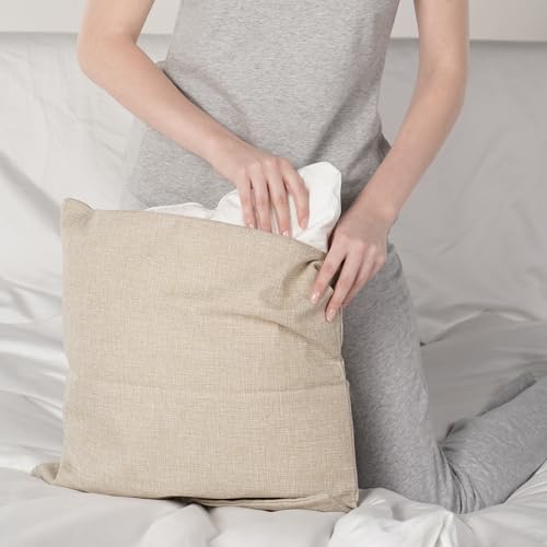 Image of Oubonun 28 x 28 Pillow Inserts (Set of 2) - Euro Pillow Inserts with 100% Cotton Cover - 28 Inch Square Interior Sofa Pillow Inserts - Decorative Pillow Insert Pair - White Couch Pillow