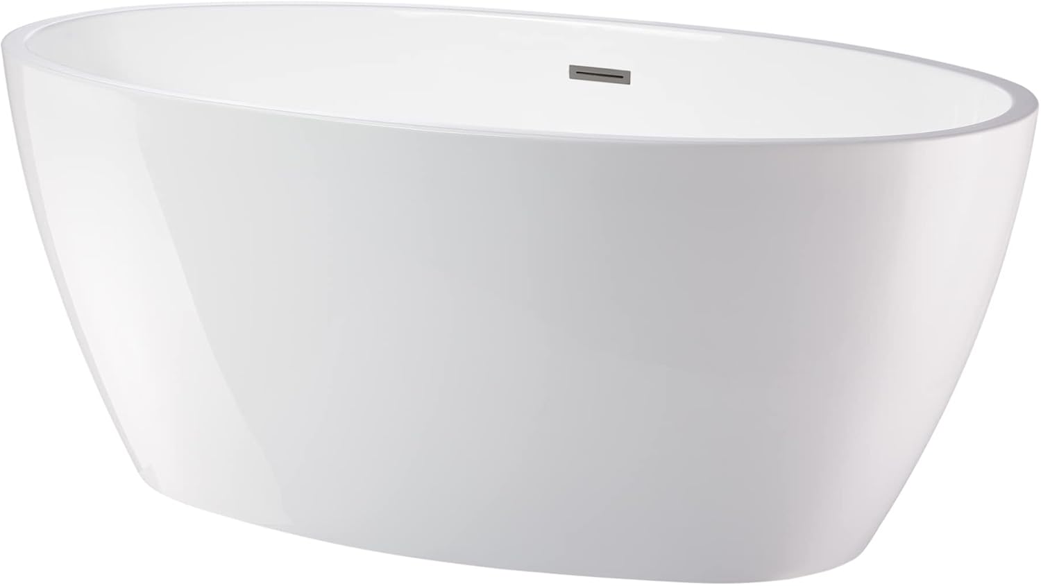 Vanity Art 55" X 32" Freestanding Bathtub | Home Improvement Bathtubs with Contemporary Design for Soaking and Bathing, Overflow and Pop-up Drain with UPC Certified, Acrylic, VA6834-BN-S