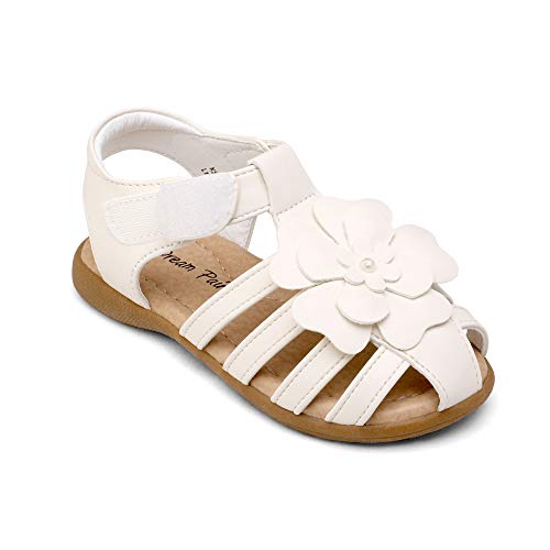 Dream Pairs Girls Ksd214 Closed-Toe Flower Summer Dress Sandal - Milky White - 5 Toddler #TOP3