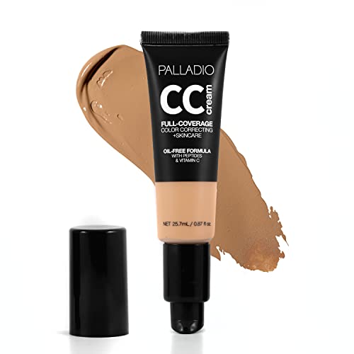 Palladio Full-Coverage Color Correction CC Cream, Oil-Free with Peptides & Vitamin C