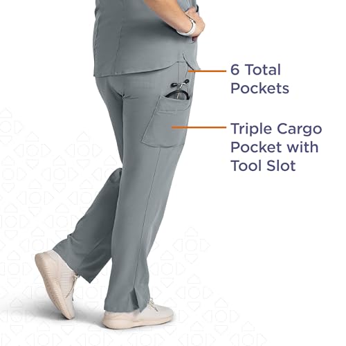 Image of AVE. Varick Women's Scrub Pants, Elastic Waistband, 4-Way Stretch Fabric, Wrinkle- and Fade-Resistant, Machine Washable Scrubs, For Nurses & Medical Professionals, (L Petite, Gray)