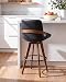 AQG Counter Height Bar Stools, Mid Century Modern Bar Chairs Swivel with Back, Faux Leather Upholstered Barstools Walnut Wood Frame for Kitchen Island (Black, 26 Inch - 1 PCS)