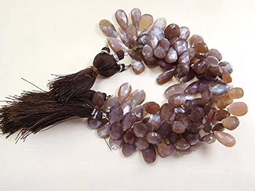 Perles pierre de lune chocolat en briolette pour réparer et personnaliser vos colliers fins
