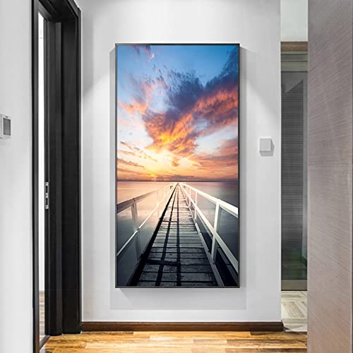 Salon chambre décoration autocollant mural brillant Sunset landscape en strass 5D