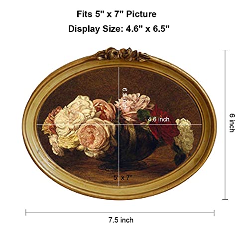 Cisoo Vintage Oval Picture Frame 5X7 Antique Photo Frame Decorative Painting Table Top Display And Wall Hanging Home Decor, Ornate Photo Gallery Art, Bronze Gold #TOP2