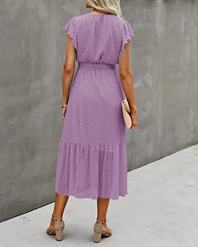 Image of BTFBM Women Summer Bohemian Floral Casual Wrap V Neck Ruffle Cap Sleeveless Belt A-Line Pleated Hem Midi Sun Dress White