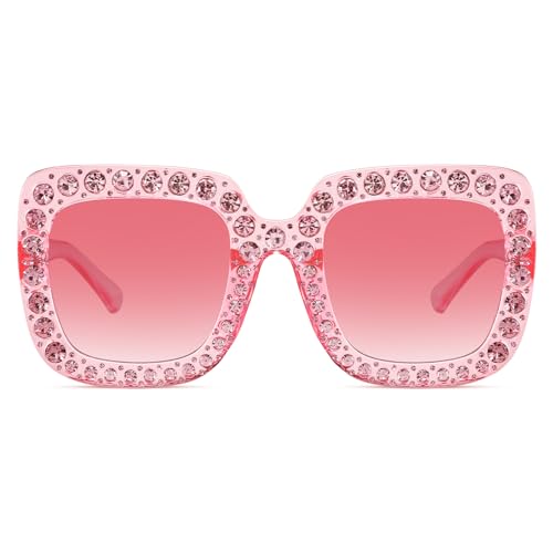 MEETSUN Elton Square Rhinestone Sunglasses | Oversized Bling for Women with Diamond Frames | 70s Retro for Beach & Disco4