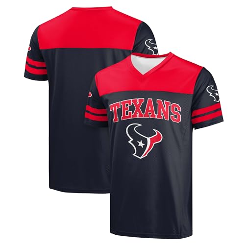 FOCO NFL Mens Officially Licensed Primary Logo Team Color Wordmark Game Day V-Neck Football Top - Houston Texans - Navy - (Medium)