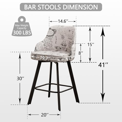 Image of 30 Inch Swivel Bar Stools Set of 3 with Back, Bar Chairs for Kitchen Island